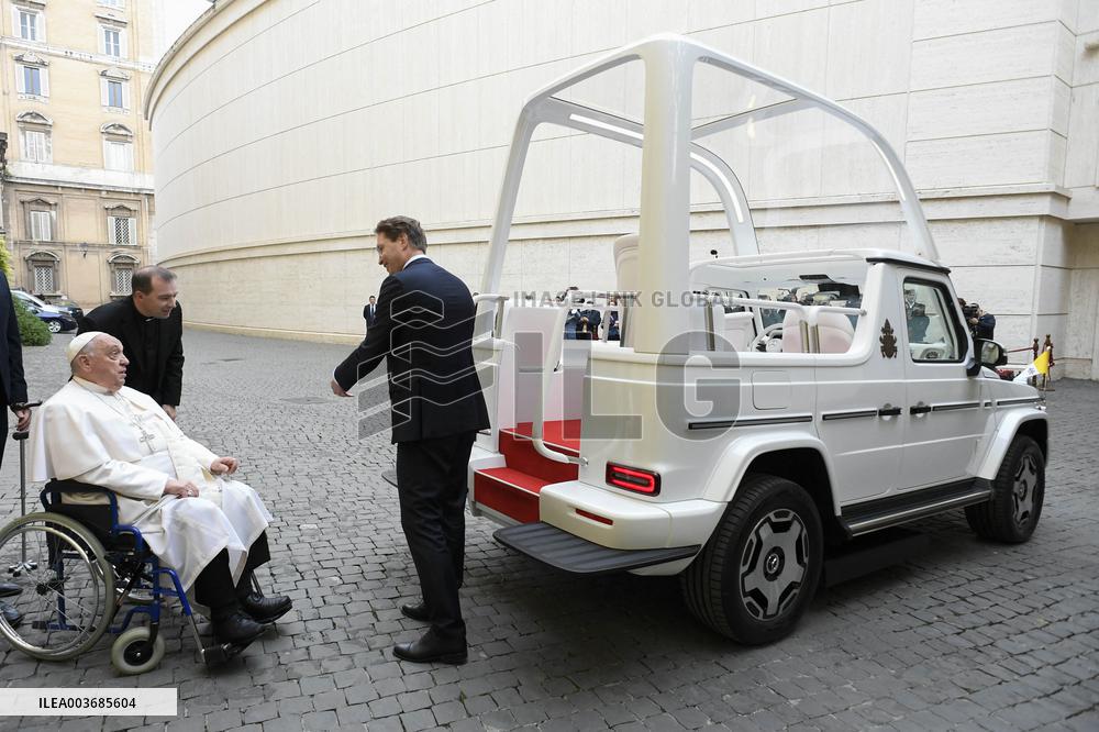 Pope Francis Presents the New Electric Popemobile - Vatican