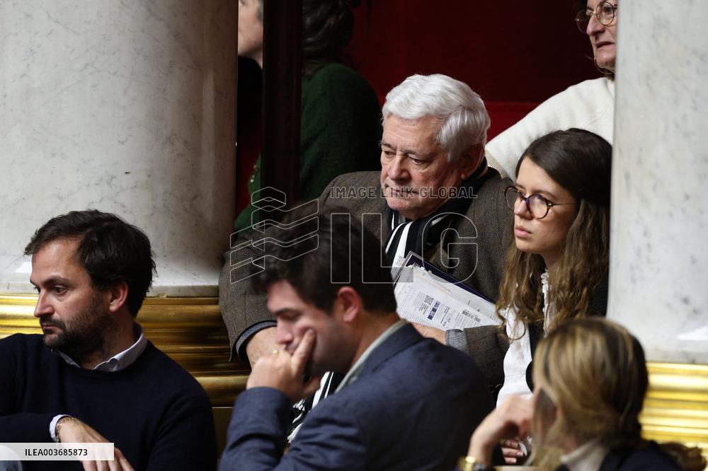 Bruno Gollnisch during session of no-confidence votes at the National Assembly - Paris