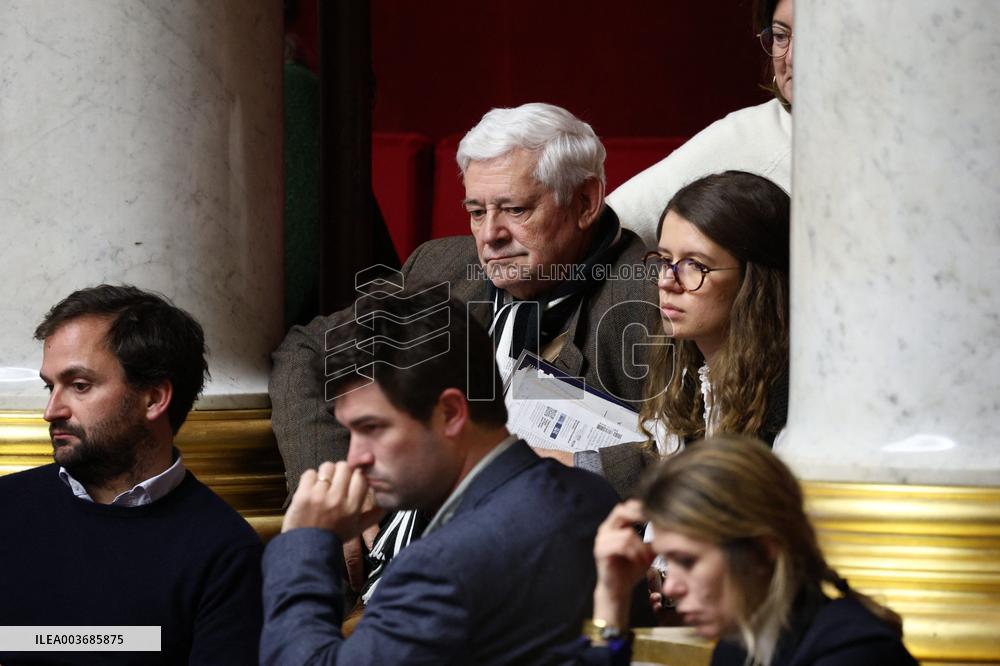 Bruno Gollnisch during session of no-confidence votes at the National Assembly - Paris