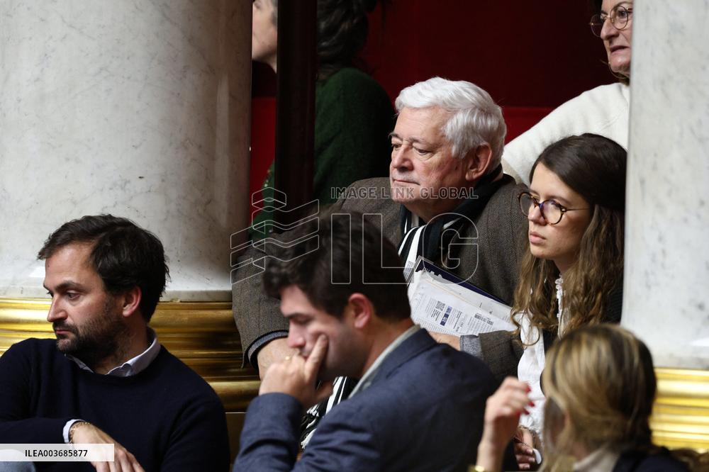 Bruno Gollnisch during session of no-confidence votes at the National Assembly - Paris