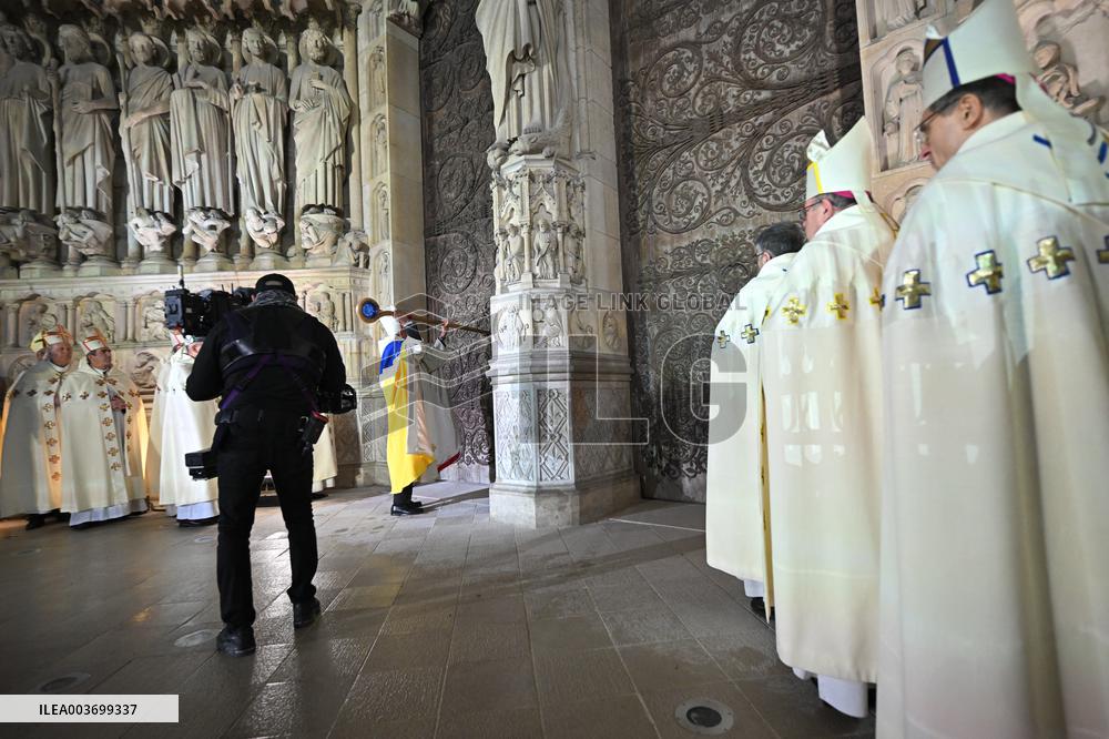 Official reopening of Notre-Dame Cathedral - Opening of doors ceremony  - Paris