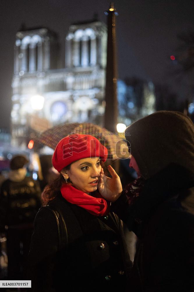 Crowds during Notre-Dame Cathedral re-opening ceremony - Paris