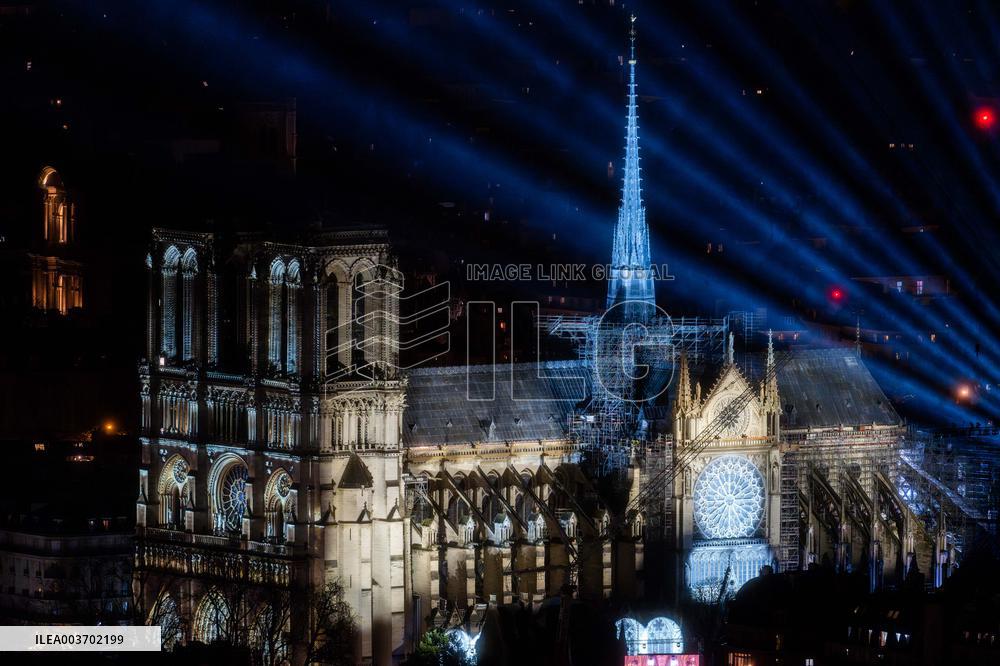 Notre-Dame Reopening Outside from the Montparnasse Tower - Paris