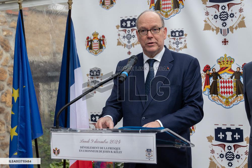 NO TABLOIDS - Prince Albert II Inaugurates Fresco Dedicated To John B. Kelly - Argenteuil