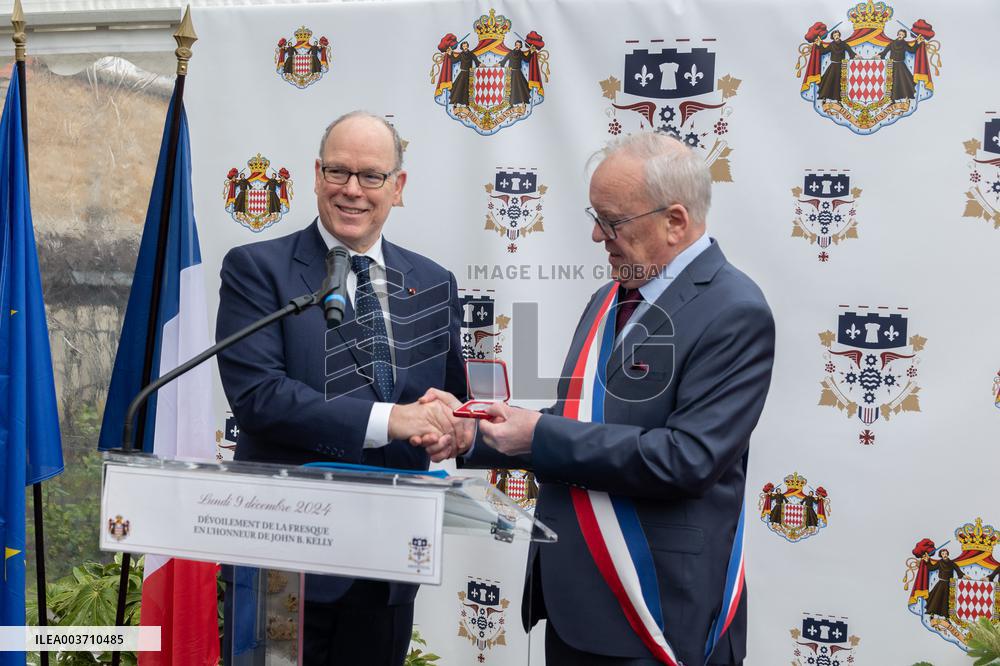 NO TABLOIDS - Prince Albert II Inaugurates Fresco Dedicated To John B. Kelly - Argenteuil