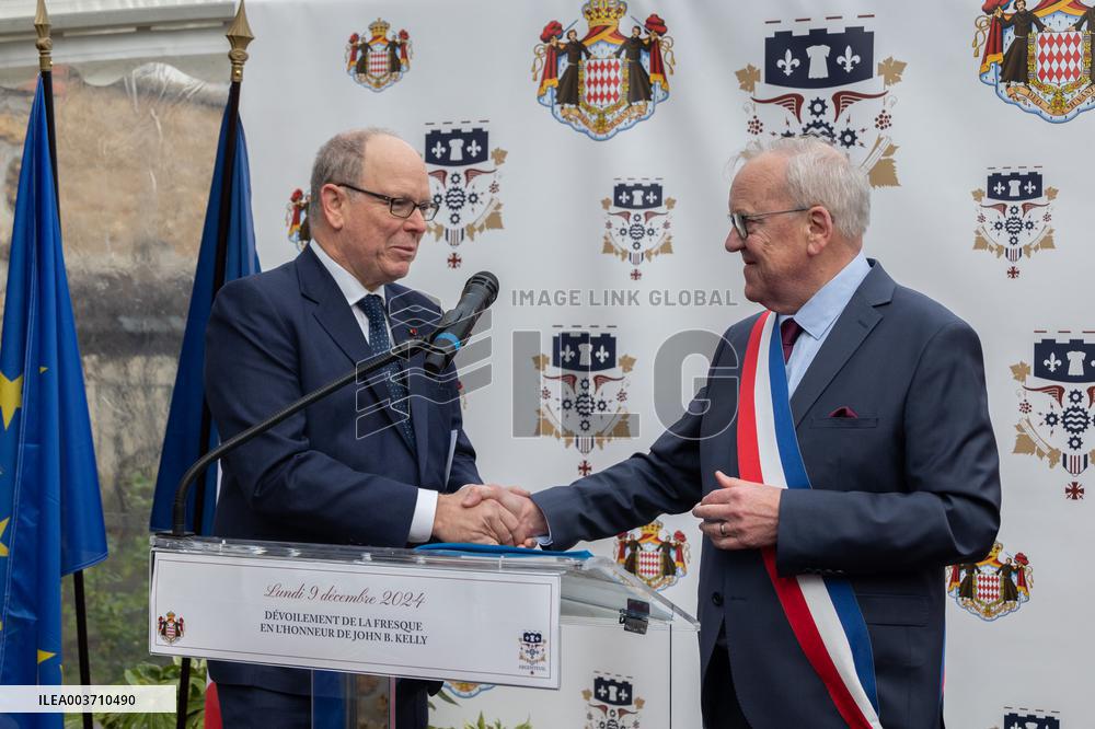 NO TABLOIDS - Prince Albert II Inaugurates Fresco Dedicated To John B. Kelly - Argenteuil