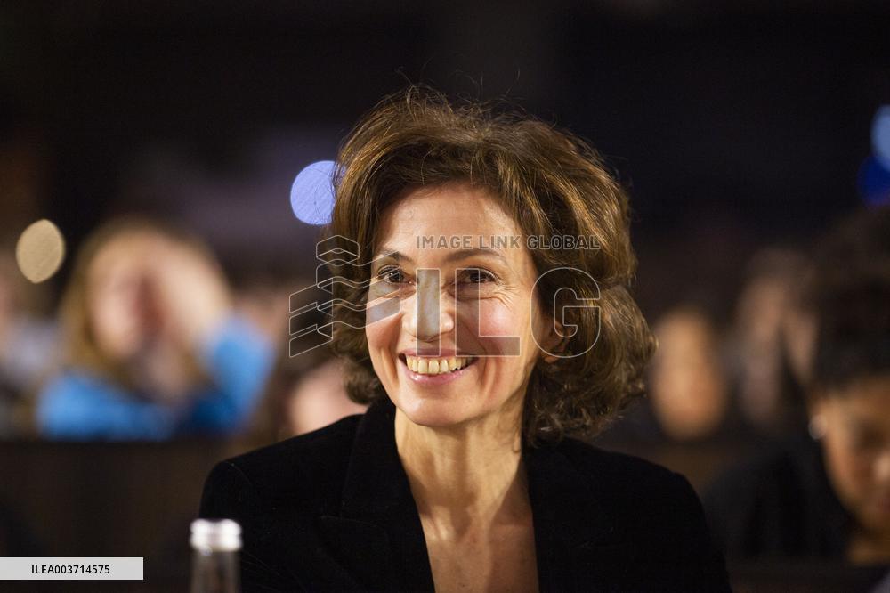 Elisabeth Badinter Attends Tribute To Robert Badinter At UNESCO - Paris