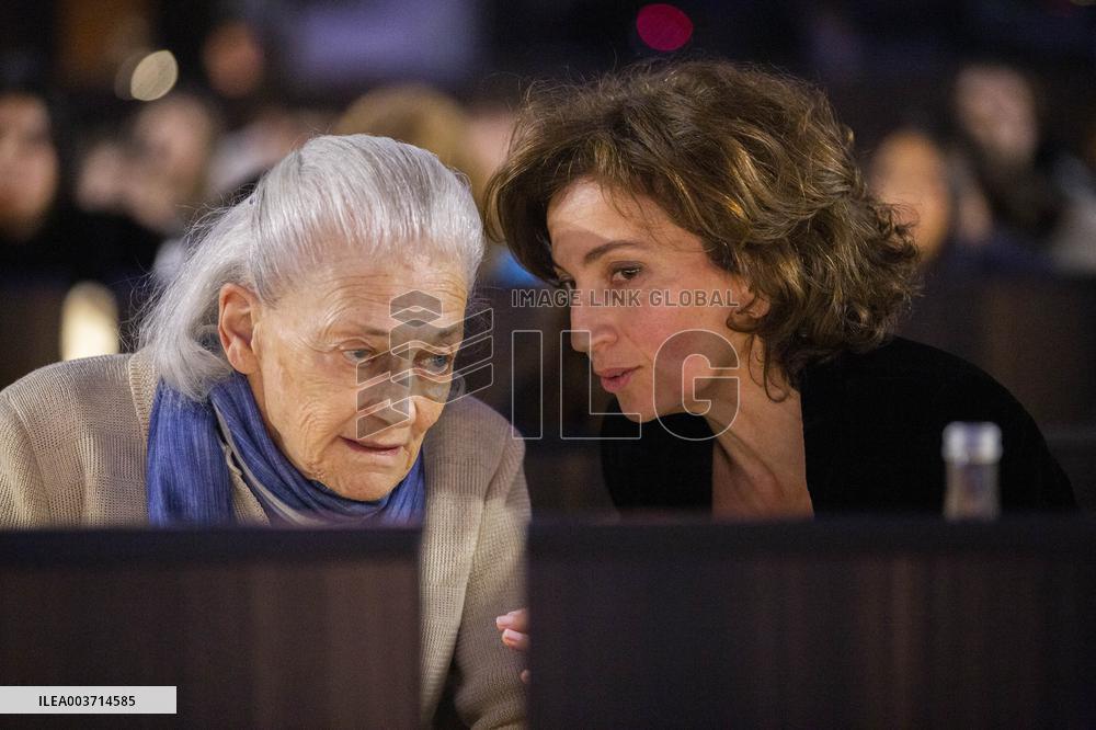 Elisabeth Badinter Attends Tribute To Robert Badinter At UNESCO - Paris
