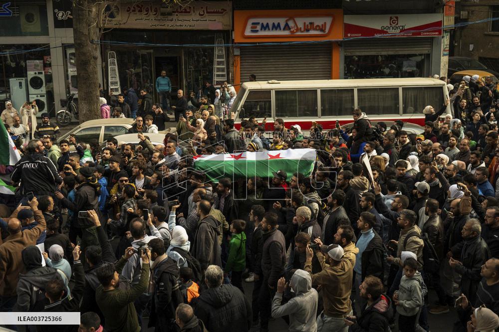 Mourners Gather For Activist Mazen Al-Hamada Funeral - Damascus