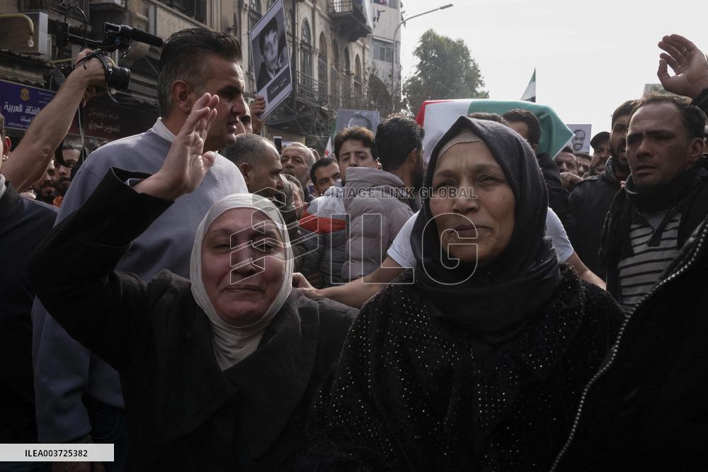 Mourners Gather For Activist Mazen Al-Hamada Funeral - Damascus