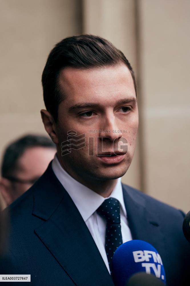 Jordan Bardella speaks to the press - Paris AJ