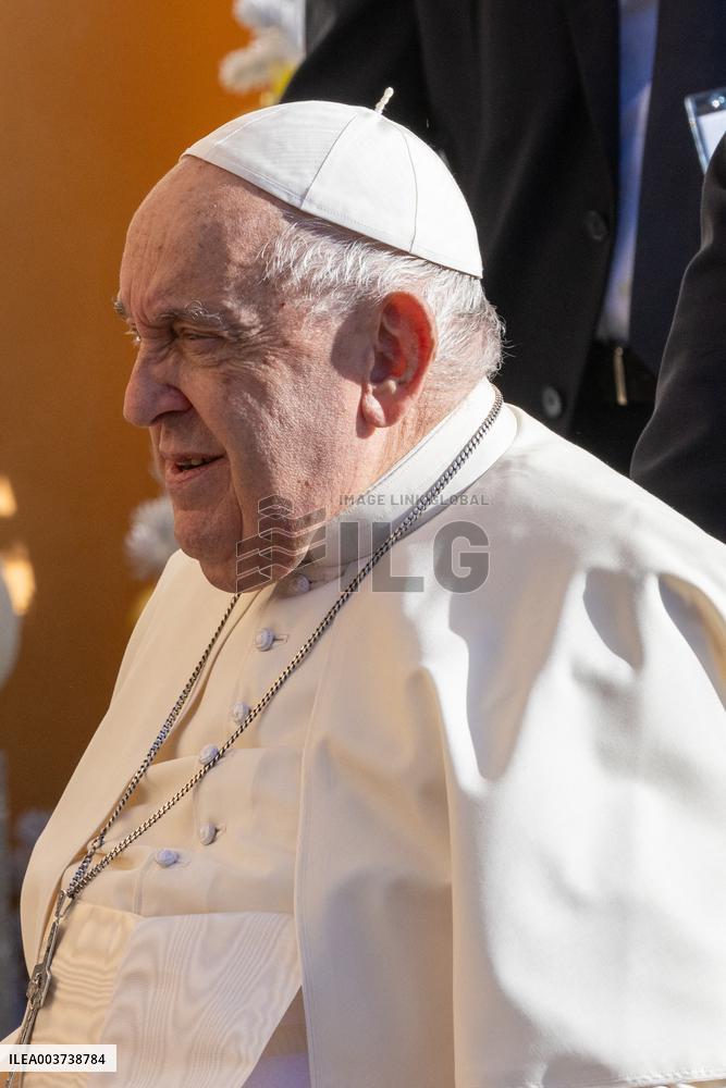 Pope Francis arrives at the Santa Maria Assunta Cathedral - Ajaccio