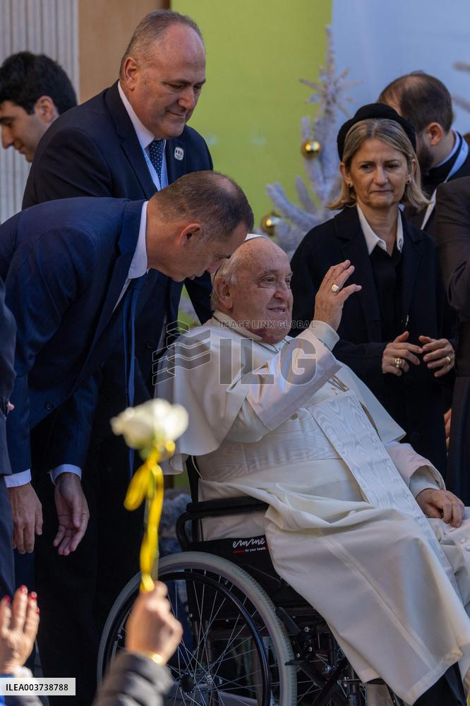 Pope Francis arrives at the Santa Maria Assunta Cathedral - Ajaccio