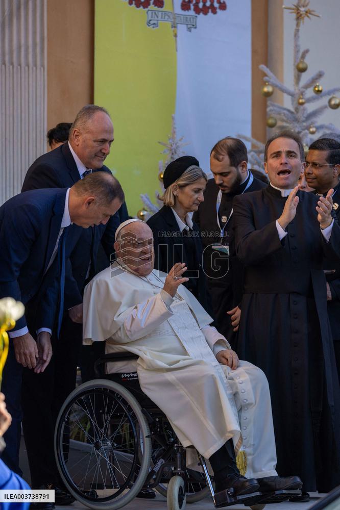 Pope Francis arrives at the Santa Maria Assunta Cathedral - Ajaccio