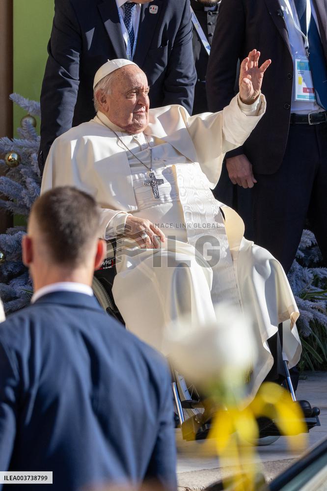 Pope Francis arrives at the Santa Maria Assunta Cathedral - Ajaccio