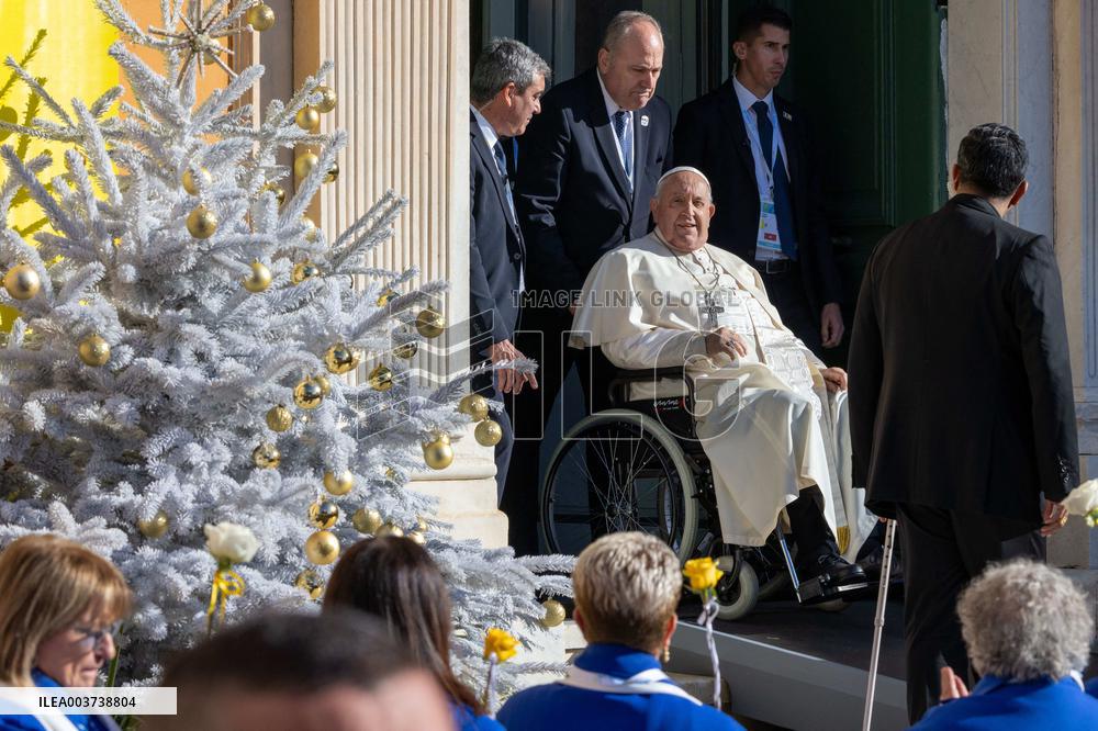 Pope Francis arrives at the Santa Maria Assunta Cathedral - Ajaccio