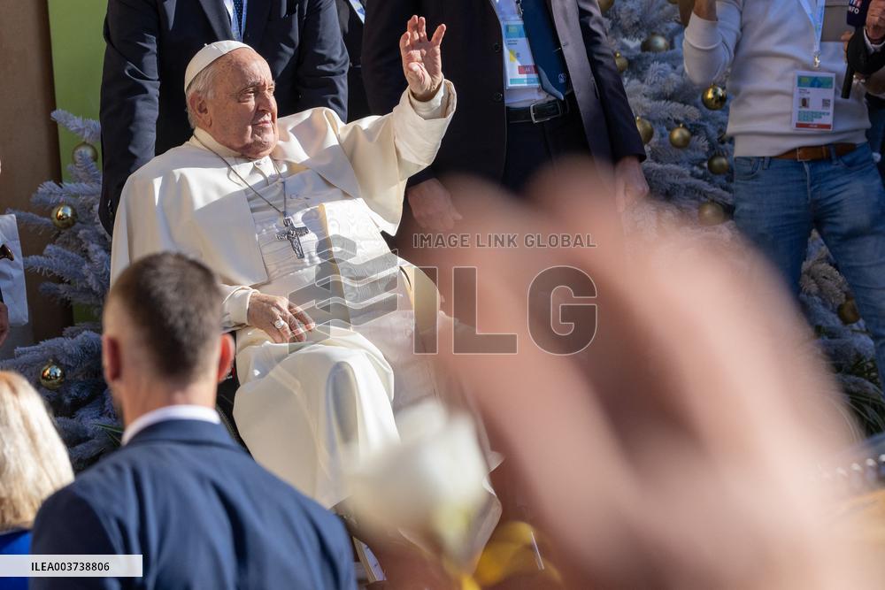 Pope Francis arrives at the Santa Maria Assunta Cathedral - Ajaccio