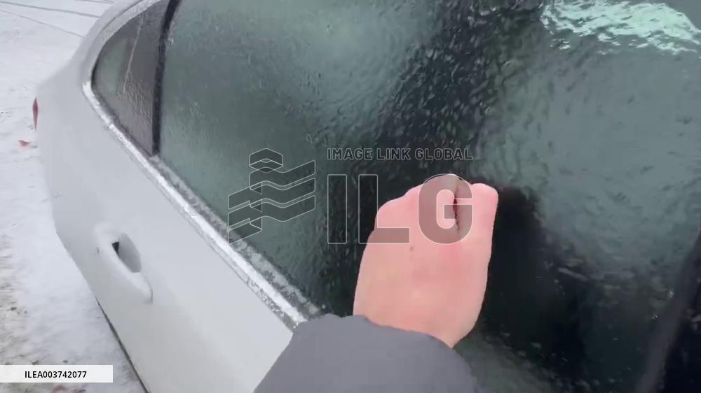 US: Car Windows Frozen Amid Ice Storm In Iowa