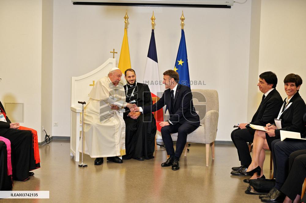 Pope Francis And Macron Meet - Ajaccio