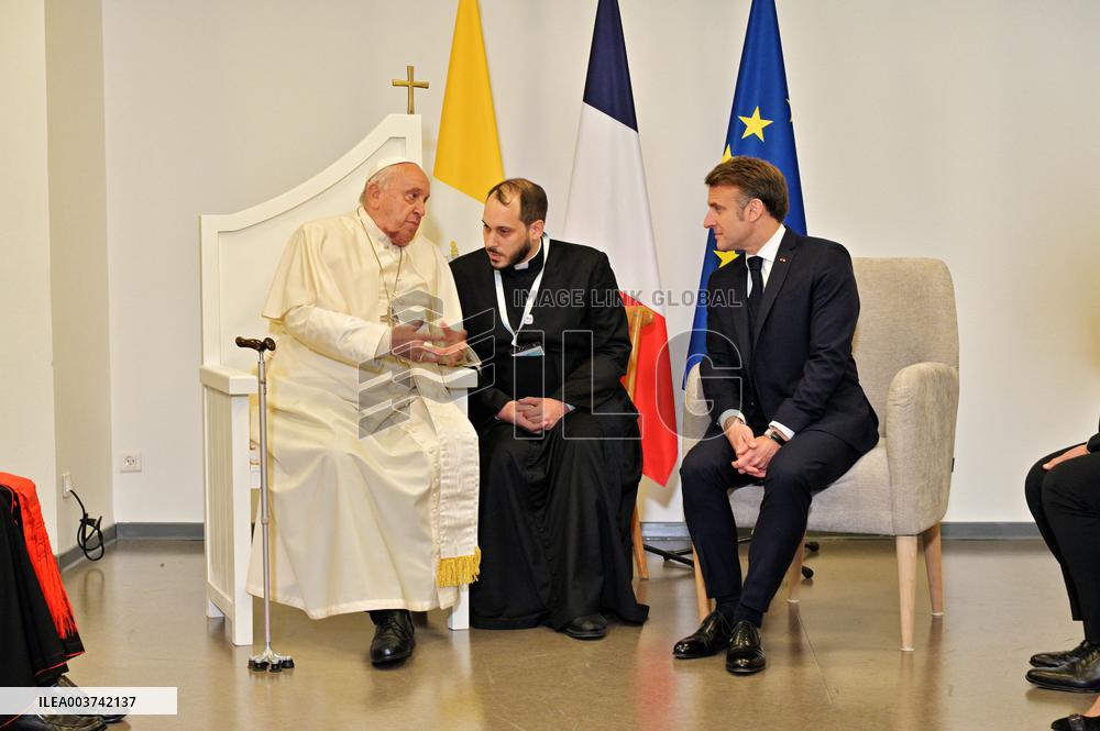 Pope Francis And Macron Meet - Ajaccio