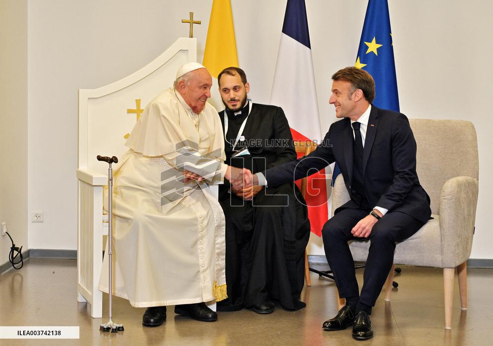 Pope Francis And Macron Meet - Ajaccio