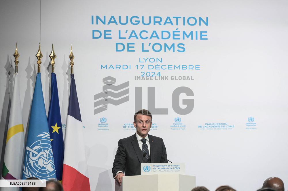 Emmanuel Macron At The Inauguration of WHO Academy - Lyon