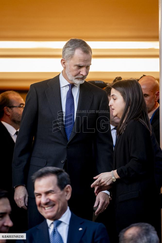 King Felipe presides meeting of the Board of Trustees of the Fundacion Carolina