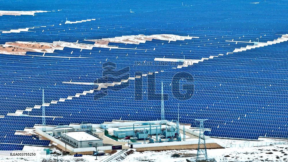 Wind Turbine Cluster in The Desert in Zhangye
