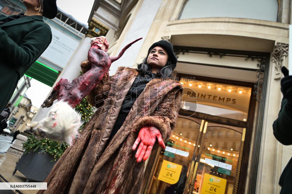 PETA Anti-Fur Protest - Paris