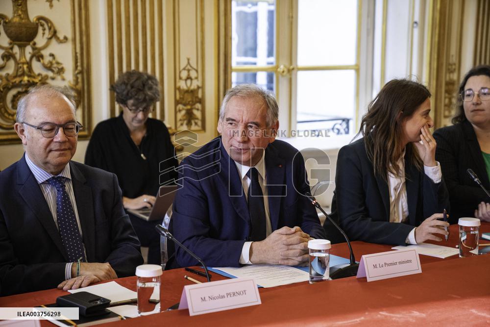 Francois Bayrou Receives Political Figures At Matignon - Paris
