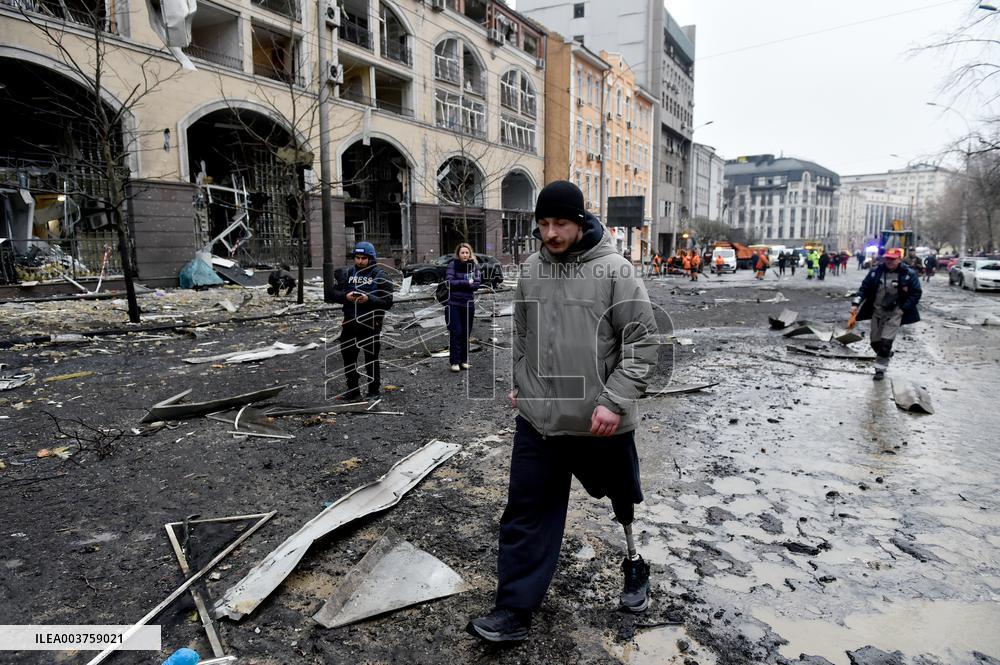 Aftermath of Russian missile attack in Kyiv