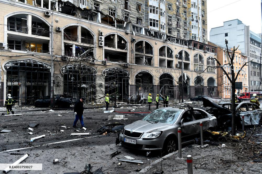 Aftermath of Russian missile attack in Kyiv