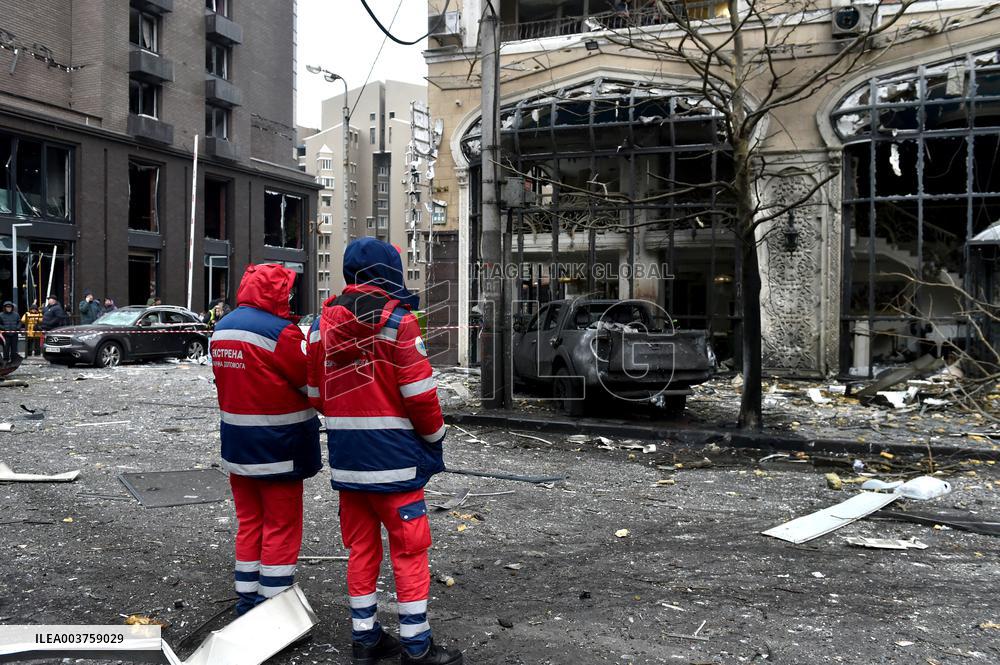 Aftermath of Russian missile attack in Kyiv