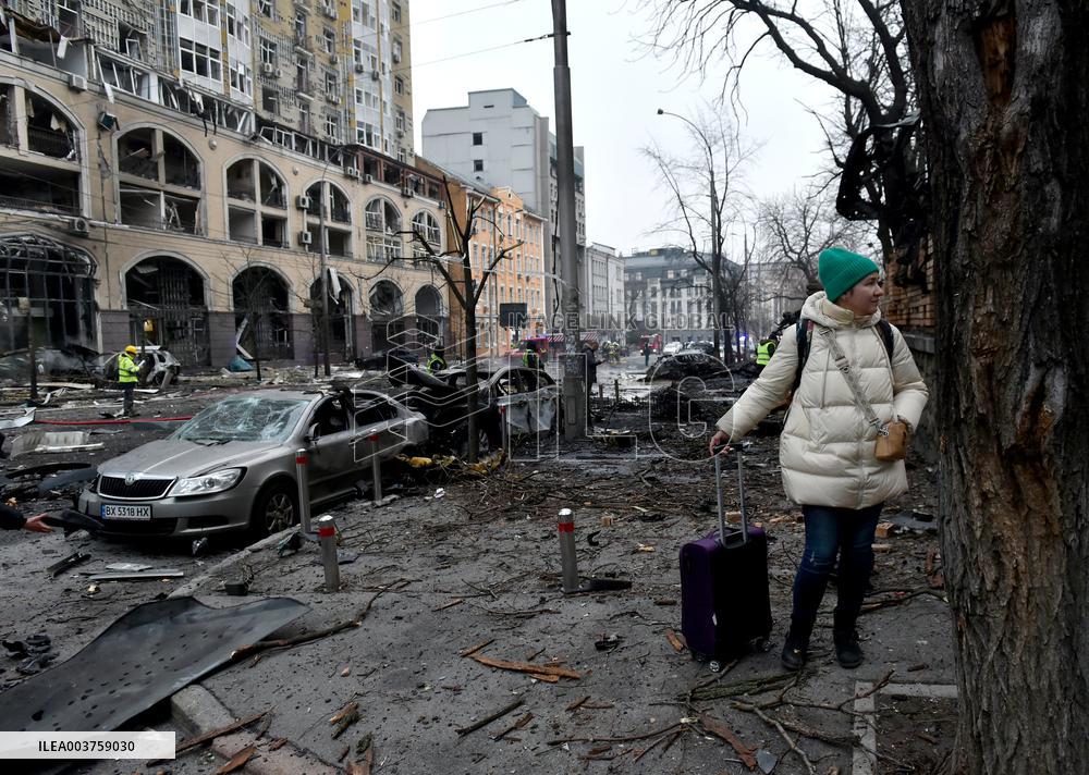 Aftermath of Russian missile attack in Kyiv