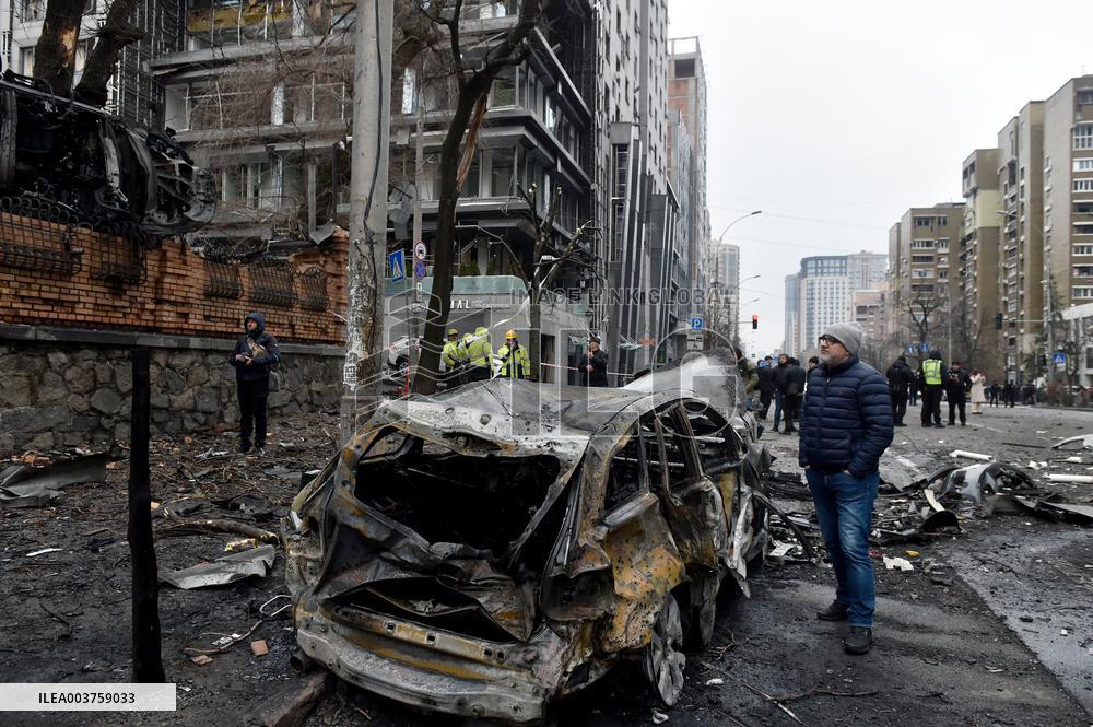 Aftermath of Russian missile attack in Kyiv