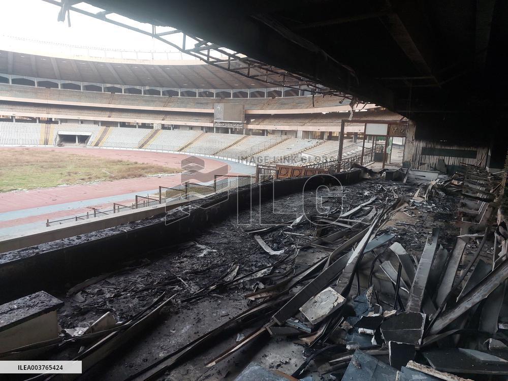 Aftermath of Fire breaks out at Aleppo Stadium in Syria