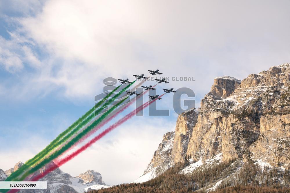Frecce Tricolori Performs At AUDI FIS Ski World Cup - Italy