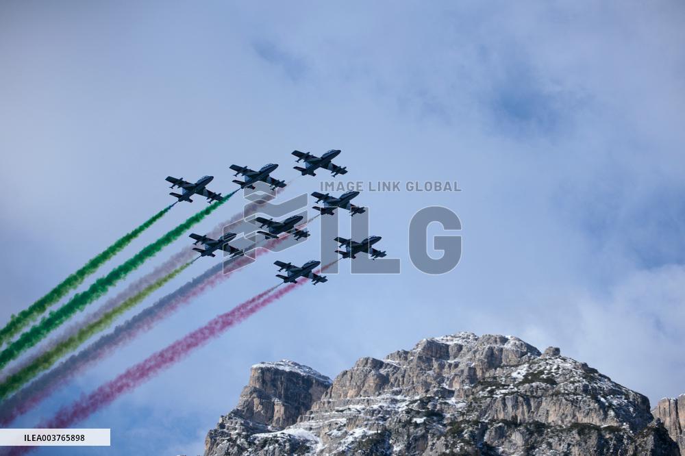 Frecce Tricolori Performs At AUDI FIS Ski World Cup - Italy