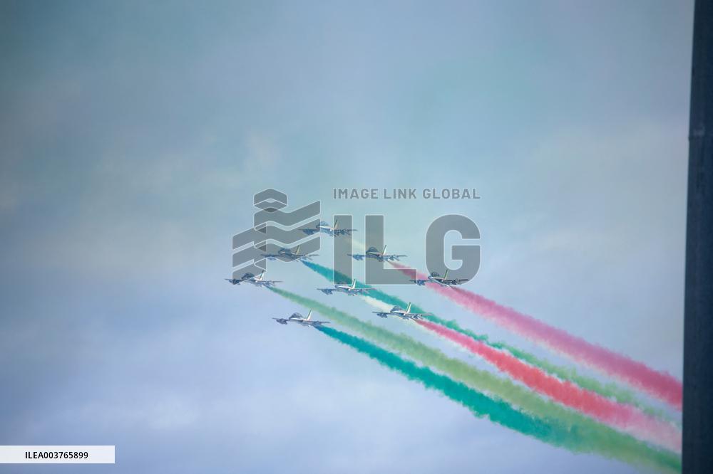 Frecce Tricolori Performs At AUDI FIS Ski World Cup - Italy