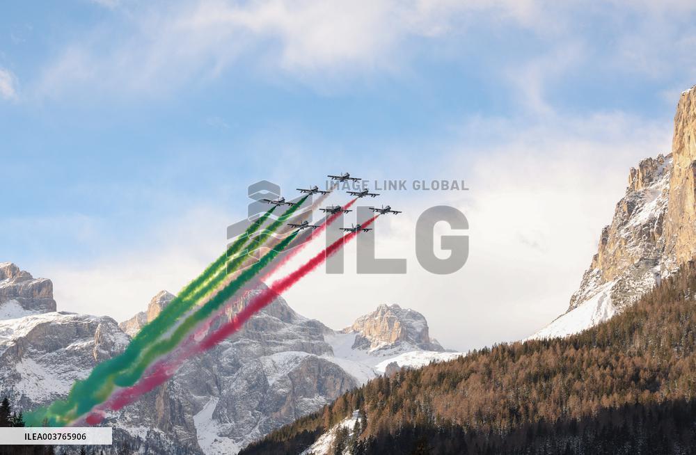 Frecce Tricolori Performs At AUDI FIS Ski World Cup - Italy