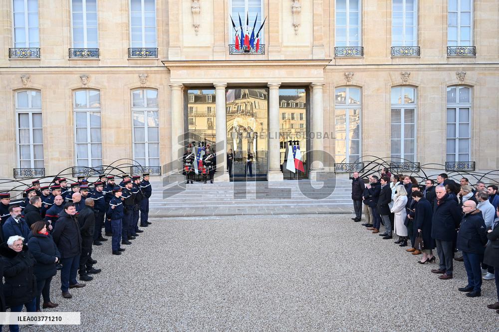 President Macron Observes A Minute Of Silence - Paris