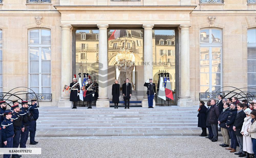President Macron Observes A Minute Of Silence - Paris