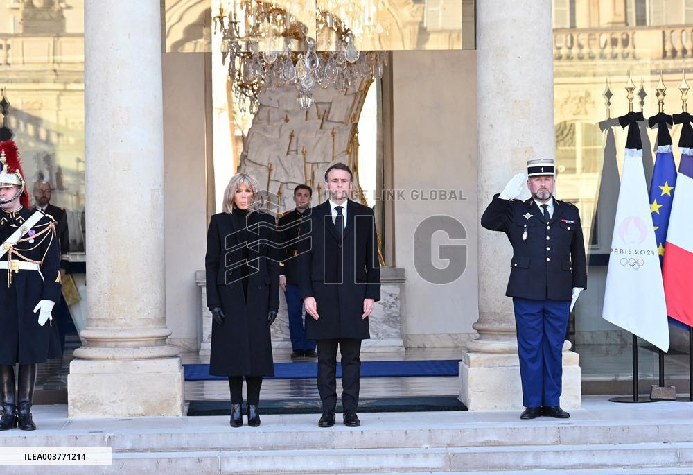 President Macron Observes A Minute Of Silence - Paris