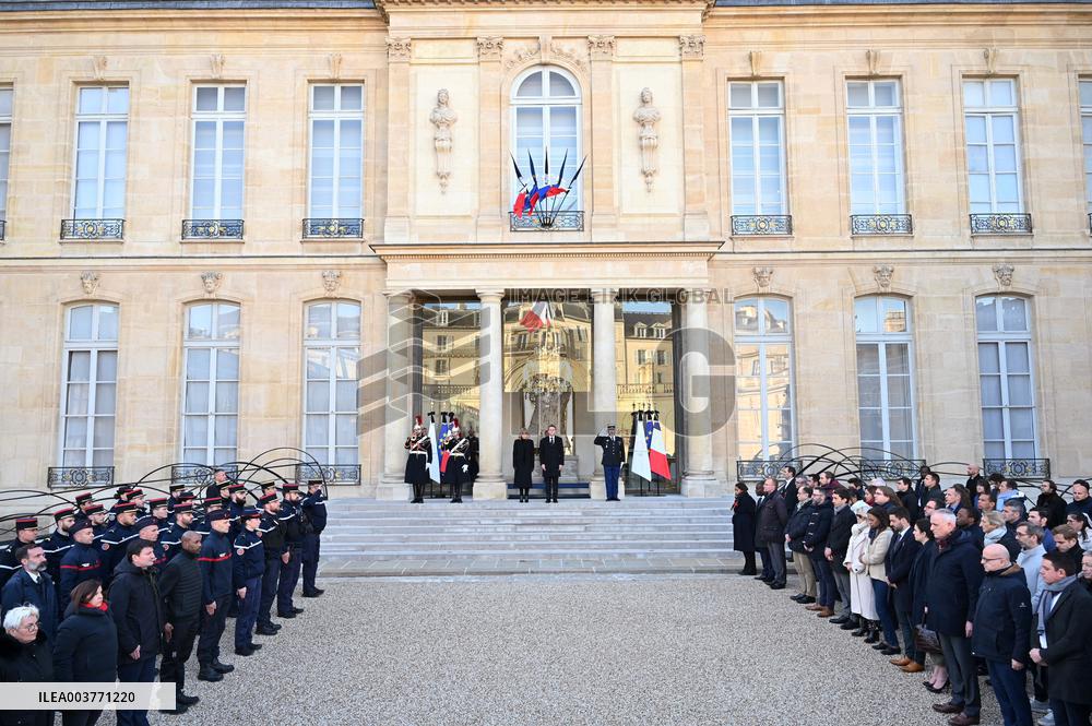 President Macron Observes A Minute Of Silence - Paris