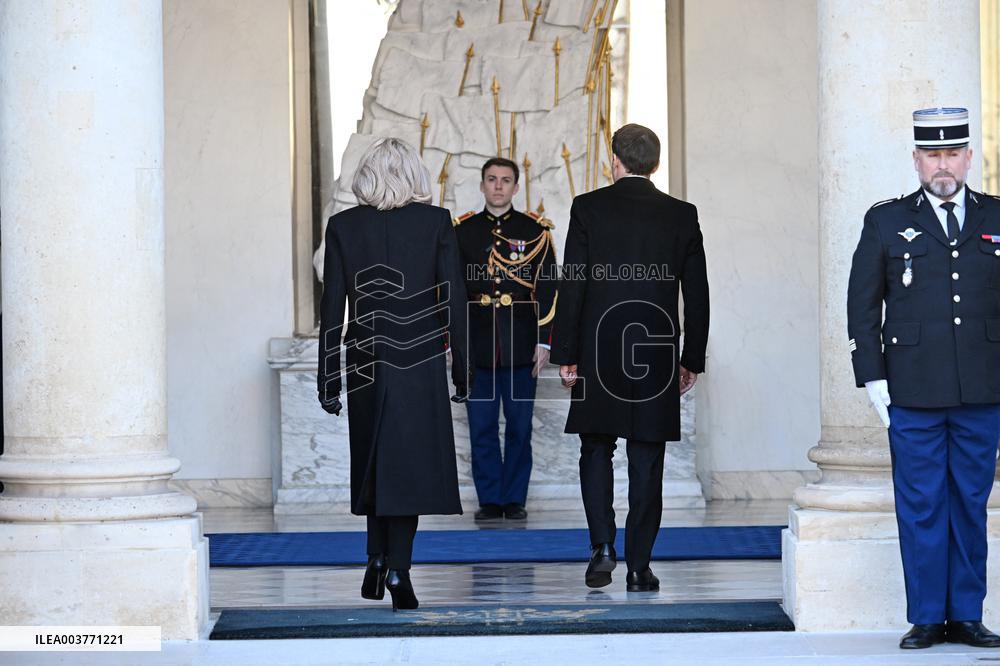 President Macron Observes A Minute Of Silence - Paris