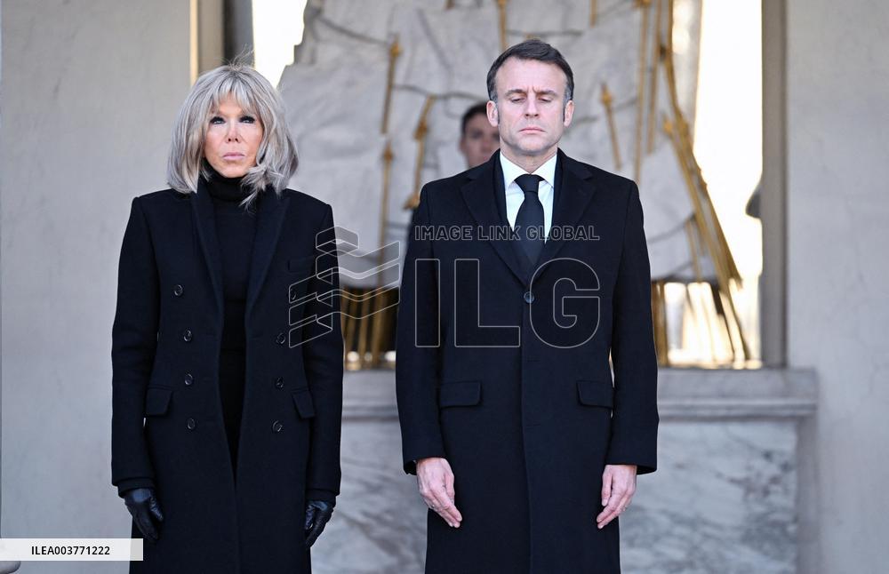 President Macron Observes A Minute Of Silence - Paris