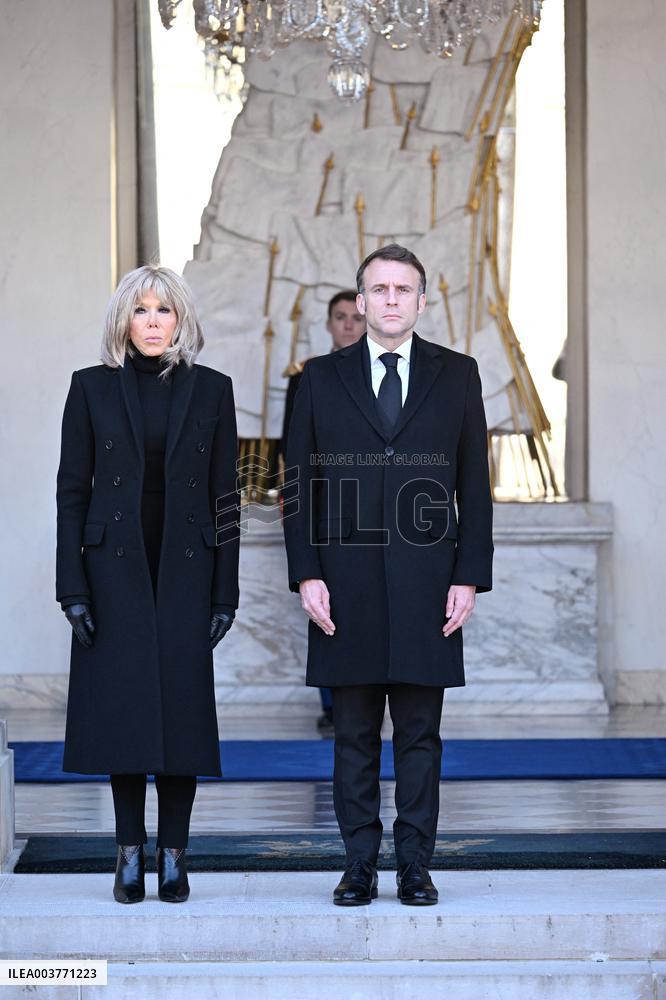 President Macron Observes A Minute Of Silence - Paris