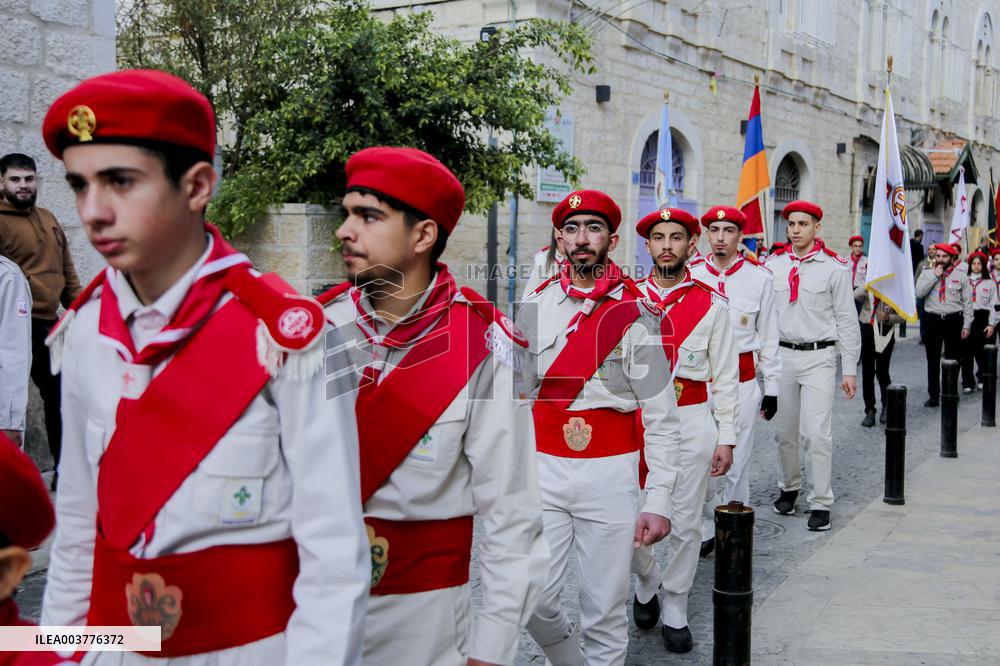Christmas Eve Procession Towards the Church of the Nativity in Bethlehem - West Bank