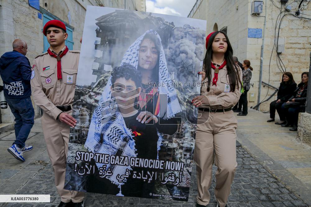 Christmas Eve Procession Towards the Church of the Nativity in Bethlehem - West Bank