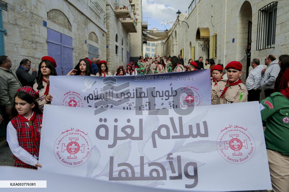 Christmas Eve Procession Towards the Church of the Nativity in Bethlehem - West Bank